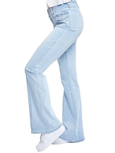YMI Women's Junior Cargo Flare Jean with Side Pockets3