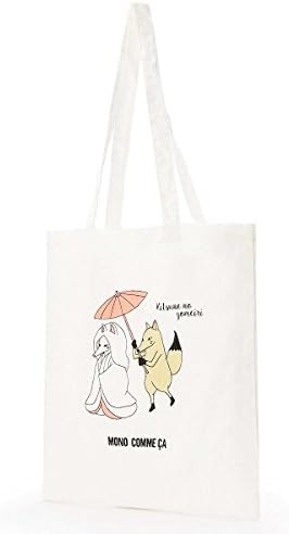 Amazon モノコムサ Mono Comme Ca ことわざが可愛いイラストになったトートバッグ 狐の嫁入り フリー トートバッグ