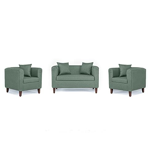 Image of Wakefit Sofa Set for Living Room | 3 Years Warranty | Sofa Set, 2+1+1 Seater Sofa, Wooden Sofa Set for Living Room, 4 Seater - Miami (Fabric, Omega Green)
