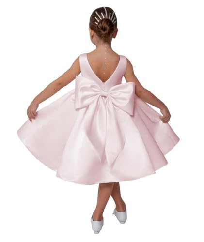 Short Flower Girls Dress for Wedding Sleeveless Satin Dress First Communion Dress with Bow Princess Dress PY173