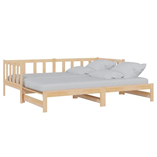 Festnight canape Convertibles,canapé-lit 2 Places,bz Convertible 2 Places,lit Banquette,lit Coulissant 2 Personnes,Lit Double en Bois pour Adultes Enfants- 2X(90x200) -Marron-Type 2