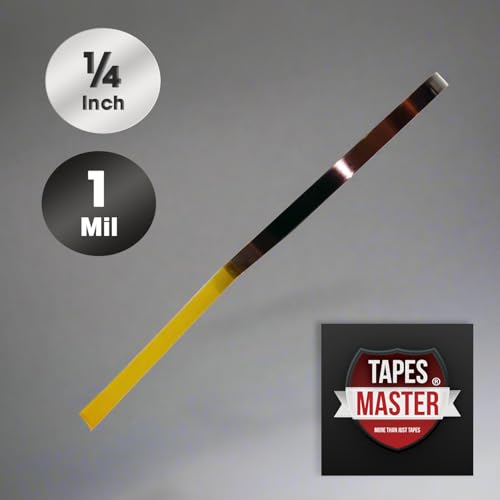 Image of Tapes Master 1 /4 inch x 36 Yds 1 Mil Kapton Tape - Polyimide High Temperature Heat Rresistant Tape with Silicone Adhesive - No Residue