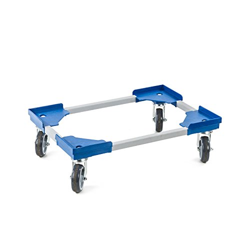 Preisvergleich Produktbild aidB Transportroller Variabel - 600x400 - Gummiräder 4 Lenkrollen Blau