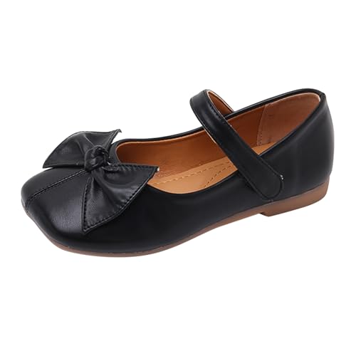 YIzdegg Zapatos de cuero Niñas Bailarinas Zapatos Mary Jane Planos Princesa Zapatos con Lazo Mocasines Cómodos Zapatos escolares Niños Zapatos de Boda Cerrados Elegantes, Negro , 30 EU