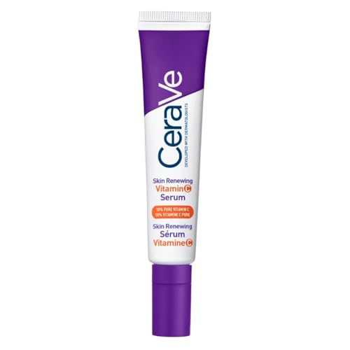 CeraVe - Sérum Vitamine C Visage Skin Renewing - Sérum Anti-Taches - Peau Plus Eclatante Après 8 Semaines* - Vitamine C Pure + Acide Hyaluronique + 3 Céramides - Convient aux Peaux Sensibles - 30 ml