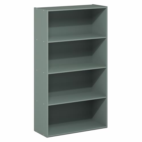 Image of Furinno PASIR Book Shelf, 3-Tier Bookshelf, Storage Shelves Bookcase, 9.7 x 23.7 x 31.5, for Living Room, Bedroom, Home Office, Sage Green