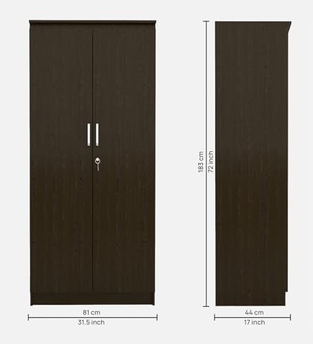 Image of COUCH CULTURE Mono Engineering Wood 2 Door Wardrobe | Almirah for Clothes Wooden | Wardrobe Organizer for Clothes | Multipurpose Almirah for Storage Bedroom | 1 Year Warranty - Wenge