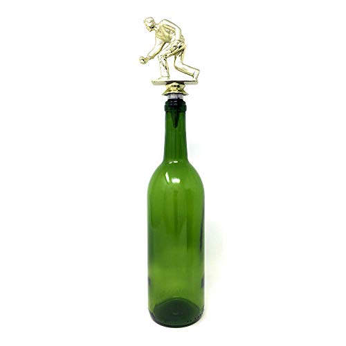 Bocce Wine Bottle Stopper - Handmade with Stainless Steel Base and Repurposed Trophy Top - Thumbnail 4