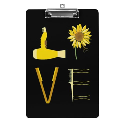 理髪師 ひまわりが大好き ヘアスタイリスト 会議パッド アクリル板 ワードパッド ライティングパッド プレートクランプ フォルダーボード 壁掛け 便利 文房具 クリップホルダ ルーズリーフバインダー フォルダ 書類ホルダー 用箋挟み A4 オフィス用品