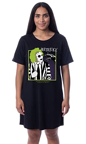 T-shirt de nuit Beetlejuice grand format vêtement intérieur coton noir