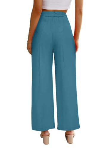 Women's Half-Elastic Waist Dress Pants Wide Leg Cropped Trousers for Business Casual Work2