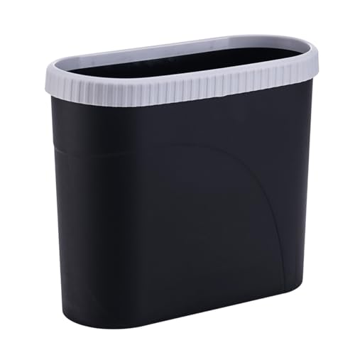 DEARMAMY Cubo de Basura Delgado con Tapa Antimpacto Resistente y Antideslizante para Baño Cocina y Sala Papelera Interior Segura y Funcional para Hogar y Oficina Negro
