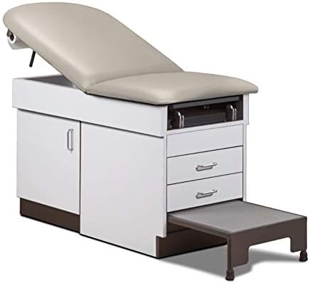 MSEC by Clinton, Family Practice Exam Table with Integrated Step Stool, Gray Base, 72" L x 31" H x 30" W, 400lb Weight Capacity (Country Mist)