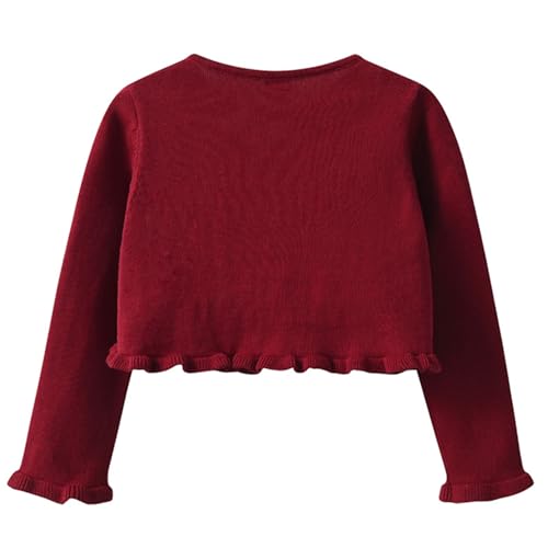 Kids Girls Bolero Shrug 100% Cotton Knitted Cardigan Girls Long Sleeve Jacket Dress Cover Up for Spring Summer2