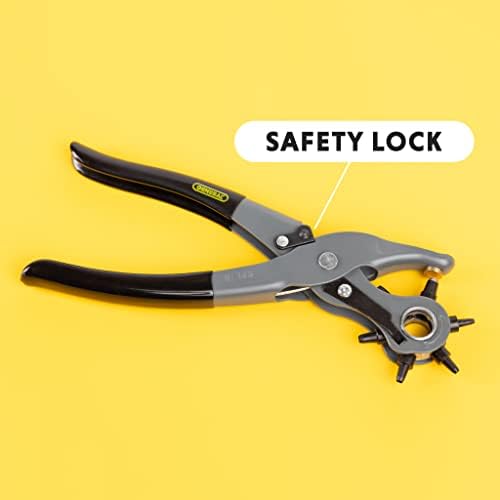 General Tools Leather Hole Punch Tool - 6 Multi-Hole Sizes for Leather, Rubber, & Plastic - Hobbies & Crafts 8.5 inches - 5
