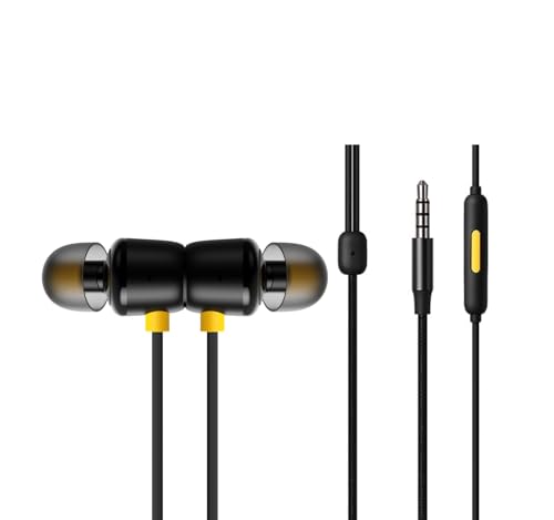 Image of Original Wired Earphone Compatible Realme Buds 3 Powerful Bass Sound HD Mic Braided Cable Noise Blocking Frame Soft Rubber Tips Long Comfort