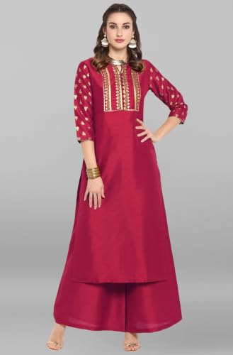 Image of Janasya Women's Silk Blend Tie & Dye Yoke Embroidered Straight Kurta Pant Set