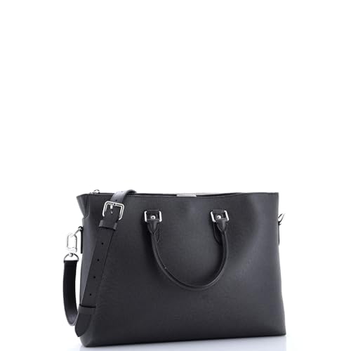 Pre-Loved Anton Soft Briefcase Taiga Leather, Gray2