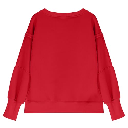 Girls Crewneck Sweatshirt Cute Oversized Long Sleeve Side Slit Hoodies Workout Fleece Pullover Tops 5-14 Years4