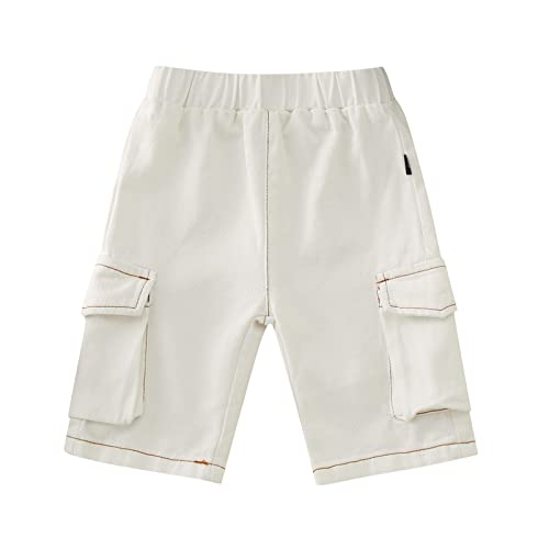 Toddler Baby Boys Cargo Jeans Pull On Cropped Pants Loose Elastic Waist Trouser Washed Distressed Denim Pants