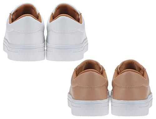 Kit 2 Pares Tênis Feminino Casual Sapatênis Eleganteria Tamanho:36;Cor:Branco e Nude