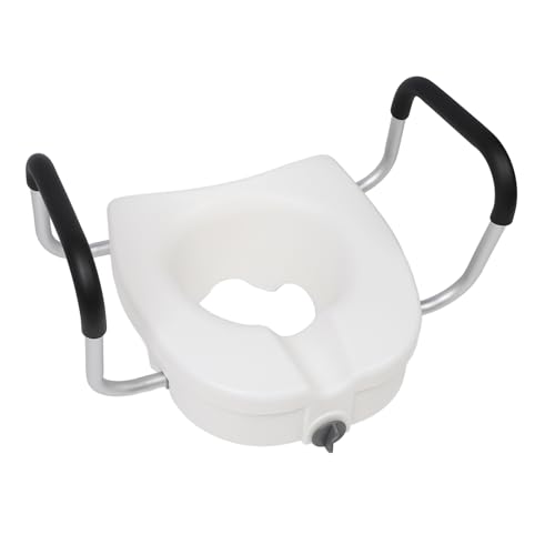 Elevador de Asiento para Inodoro, Brazos Extraíbles Ajustables, Cerradura, Resistente, Soporte de Carga de 136 Kg, Aleación de Aluminio, Personas Mayores Discapacitadas