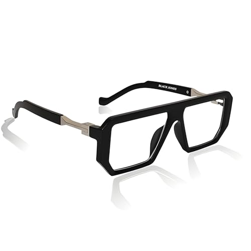Image of Black Jones Men's Oversized Square Sunglasses| Bold Frame Design | Metal Temple Accents | Stylish Luxury Eyewear | UV Protection