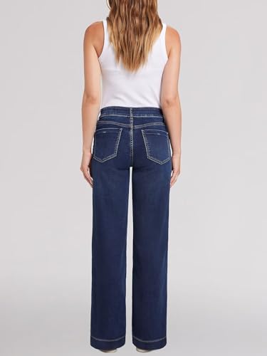 Image of Wide Leg Jeans for Women High Waist Stretch Cargo Denim Pants