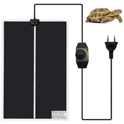 Fallcon 7W Manta Termica Reptiles,Alfombrilla Calefactora para Terrario con Control de Temperatura Ajustable para Tortugas,Lagartos,Serpientes,Geckos(7W)