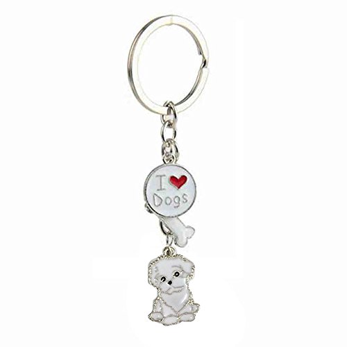 Llavero con forma de perrito adorable Zoonpark®, metal, Bichon Frise, Small
