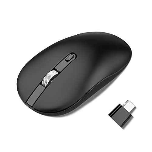 cimetech Souris sans Fil, Souris de Type C pour Ordinateur Portable USB C - Computer Slim Silent Souris sans Fil avec récepteur de Type C Compatible avec Les...