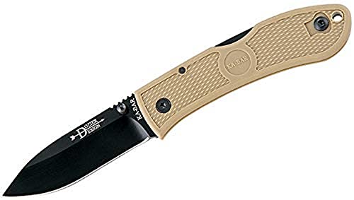 Faca KA-BAR 4062CB, dobrável Dozier, Marrom Coyote, Clipe Preto, Borda Reta, Creme