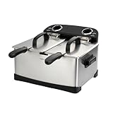 PantryPro 4 Liter / 4.2 Quart Stainless Steel Dual-Tank Electric Deep Fryer, 1800 W, Dual...