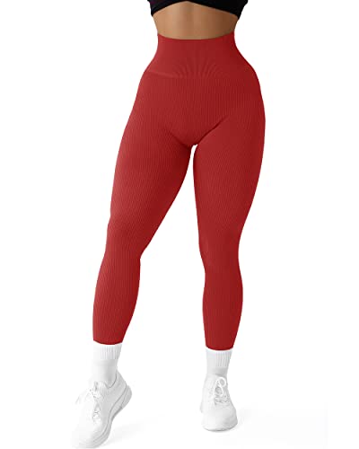 Image of SUUKSESS Women Ribbed Seamless Leggings High Waisted Workout Gym Yoga Pants 18