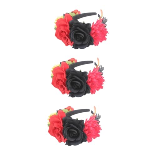 Bandeau tête rose Halloween adulte accessoire fleur durable carnaval