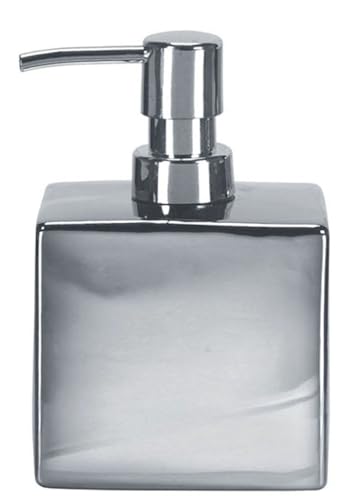 Gedy Glamour Dosificador de Jabón, Porcelana, Plata, 9.7x6.6x14.5 cm