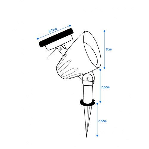 Kit 2 - Luminária Solar Spot Refletor LED Verde com Espeto de Jardim