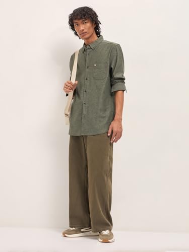 Image of THE BEAR HOUSE Men's Blue Slim Fit Cotton Checkered Shirt