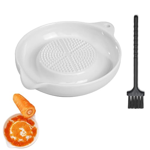 Rallador de Cerámica, Circular Porcelana Rallador, Jengibre Ajo Rallador Rallador Cerámica Con Cepillo Para Familia Cocina Puré De Manzana Limón Jengibre Jugo Molienda