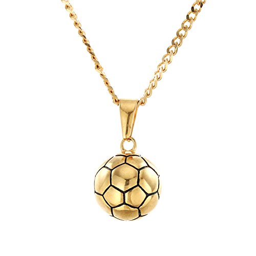 Exquis Acier Inoxydable Plaqué Or Solide Modèle de Football Pendentif Collier Européen et Américain Hip-hop Mâle et Femelle Wild Bijoux Simple Créatif Cover