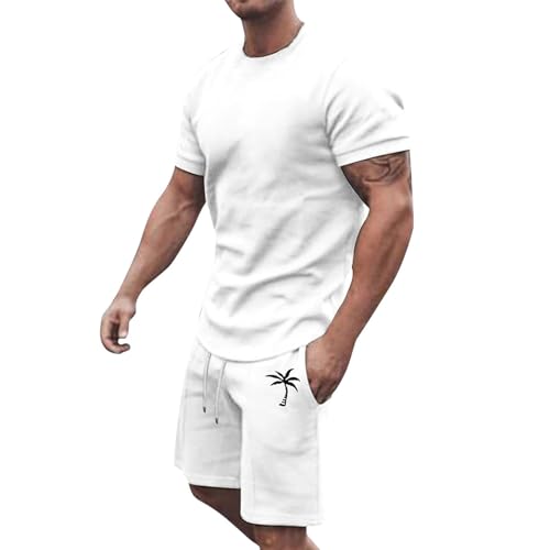 Survêtement d'été pour homme ensemble short et t-shirt blanc taille S