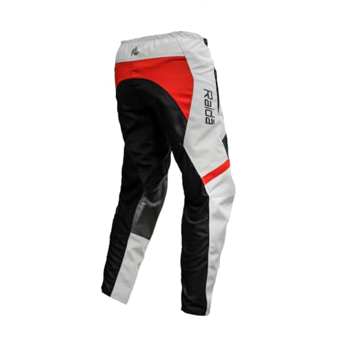 Image of Raida Men Trailcraft Off-Road Mid Rise Slim Pants | MX & Trail Ride | Lightweight | Abrasion-Resitant Fabric | Heat Sheild Panel | (XXXL, Grey /Red)