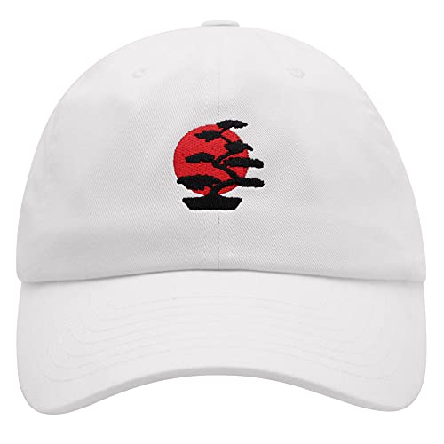JPAK Bonsai Tree Premium Dad Hat Embroidered Cotton Baseball Cap Japanese White