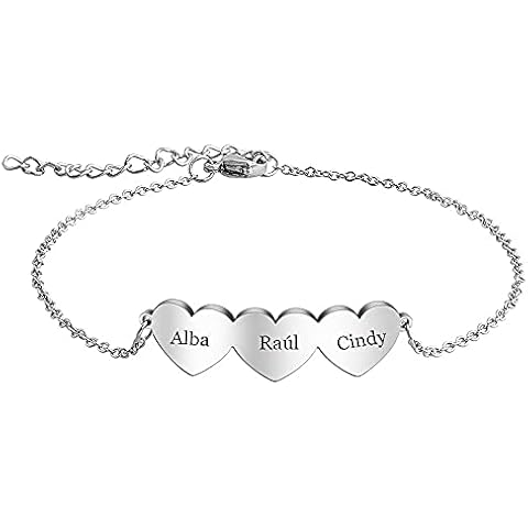 Personalisierte Herz Armband Damen Armbänder mit 2-5 Namen Gravur Armkette Armreif für Geburtstag Weihnachten Muttertag Cover