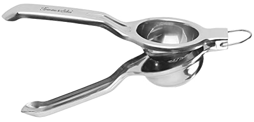 Rosenstein & Söhne Zitruspresse Metall: Manuelle Zitrus- und Saftpresse aus poliertem Edelstahl 304, Ø 7 cm (Saftpresse Hand, Metall, Salat)
