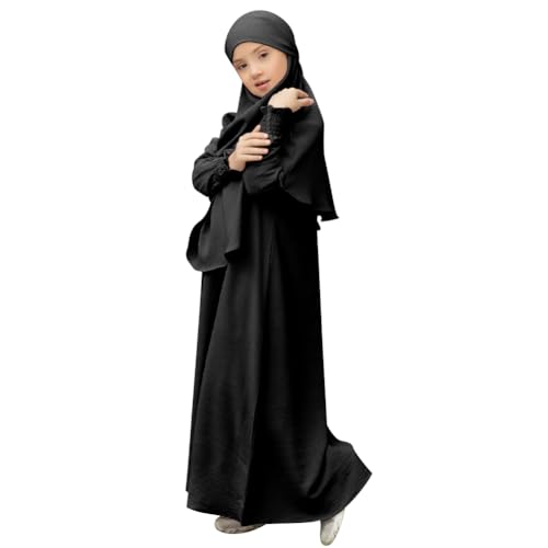 OBEEII Abaya for Girl Muslim Long Sleeve Prayer Dress