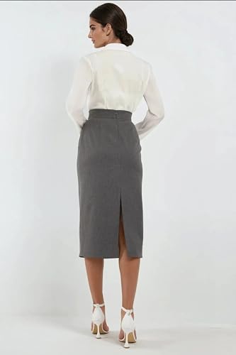 High Waist Midi Skirt Grey4