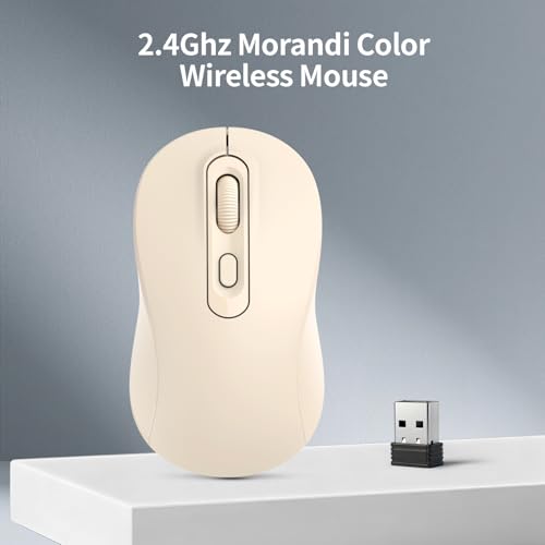 Image of Wireless Mouse, 2026 New Model, Silent Click Ergonomic Design, Portable, 4 Buttons, Adjustable DPI (800 /1200 /1600), for Laptop /PC /Office (Beige)
