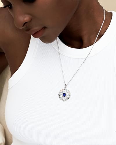 FANCIME Compass Necklace for Women Sterling Silver Compass Jewelry Opal Pendant Fine Jewelry Gemstone Birthday Christmas Gifts for Wife - Image 3