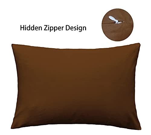 Imaylex Soft 100% Egyptian Cotton Zipper Pillow Case, Cozy And Lightweight Pillowcase, Set Of 2, Coffee, Standard, 20" X 26" #TOP4